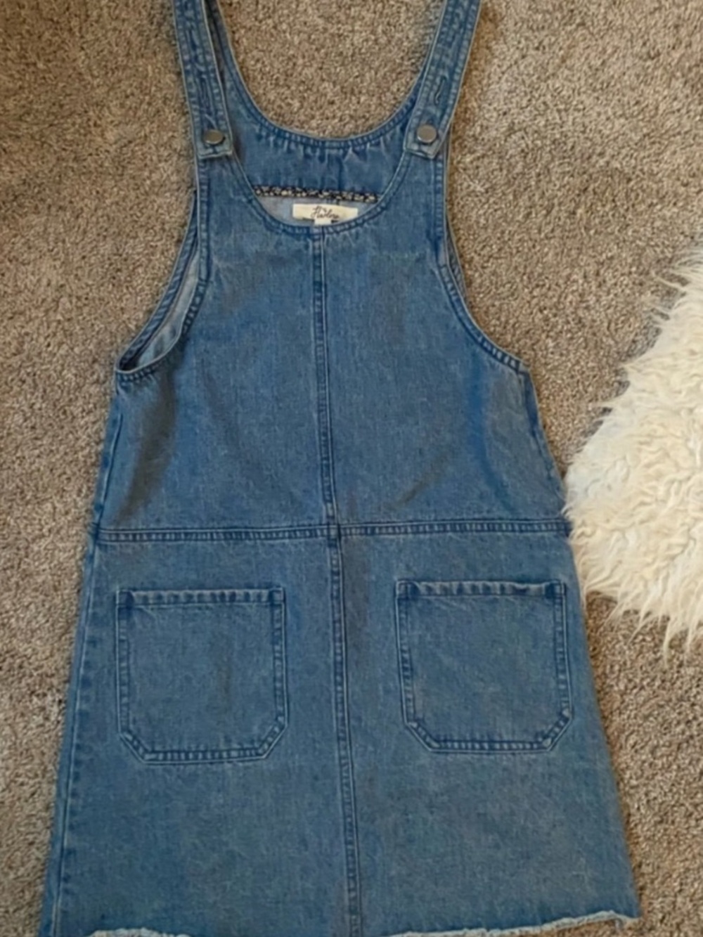 Harlow Denim Overall Skirt Dress in Blue